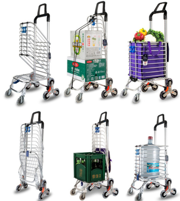 Foldable Go Carts Aluminum Foldable Shopping Cart Canvas Grocery Luggage Luggage Wheels Basket Carts Bag