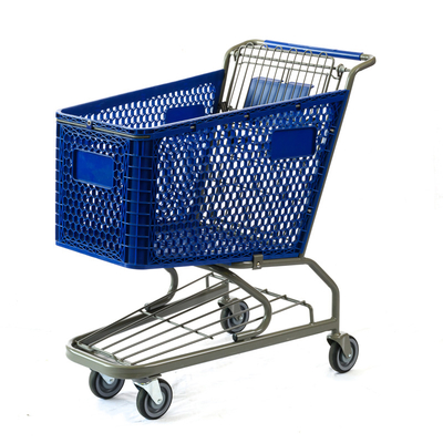 100L Metal Locker Durable Fashionable Plastic Folding Supermarket Shopping Carts Grocery Trolley